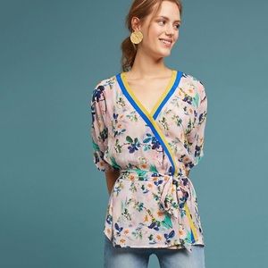 NEW Anthro Rinku Dalamal Sport Floral Wrap Top